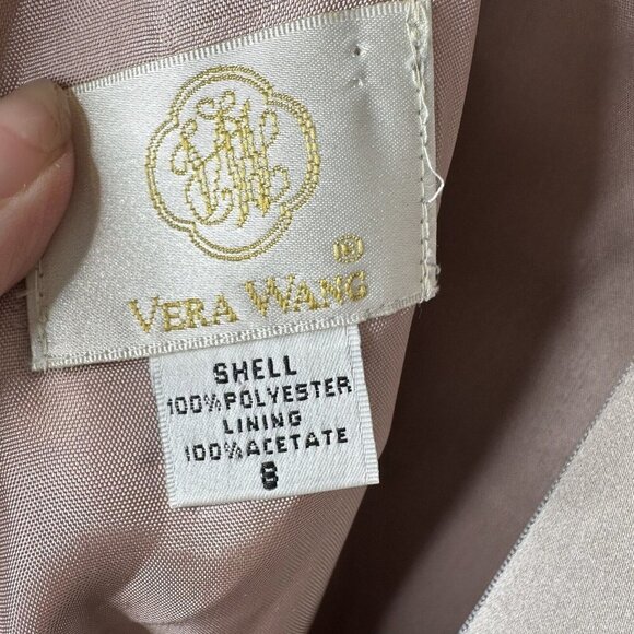 Vera Wang Womens Sleeveless Taupe Maxi Formal Gown 8 Bride Wedding Bride - Picture 9 of 14